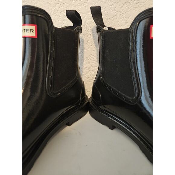 NEW Hunter Commando Chelsea Gloss Boot Women SZ 11 Block Heel Flexible G - Picture 6 of 11